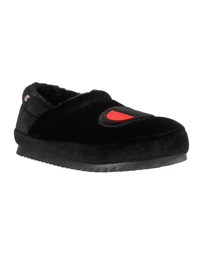 Champion Womens Slippers NZ - Varsity Velvet Black ( 3085-XSMRB )